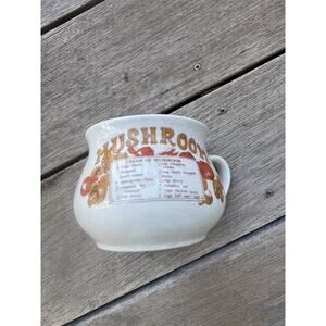 Cream of Mushroom Soup Recipe Bowl Cup Mug Vintage Cottage Core Grandma